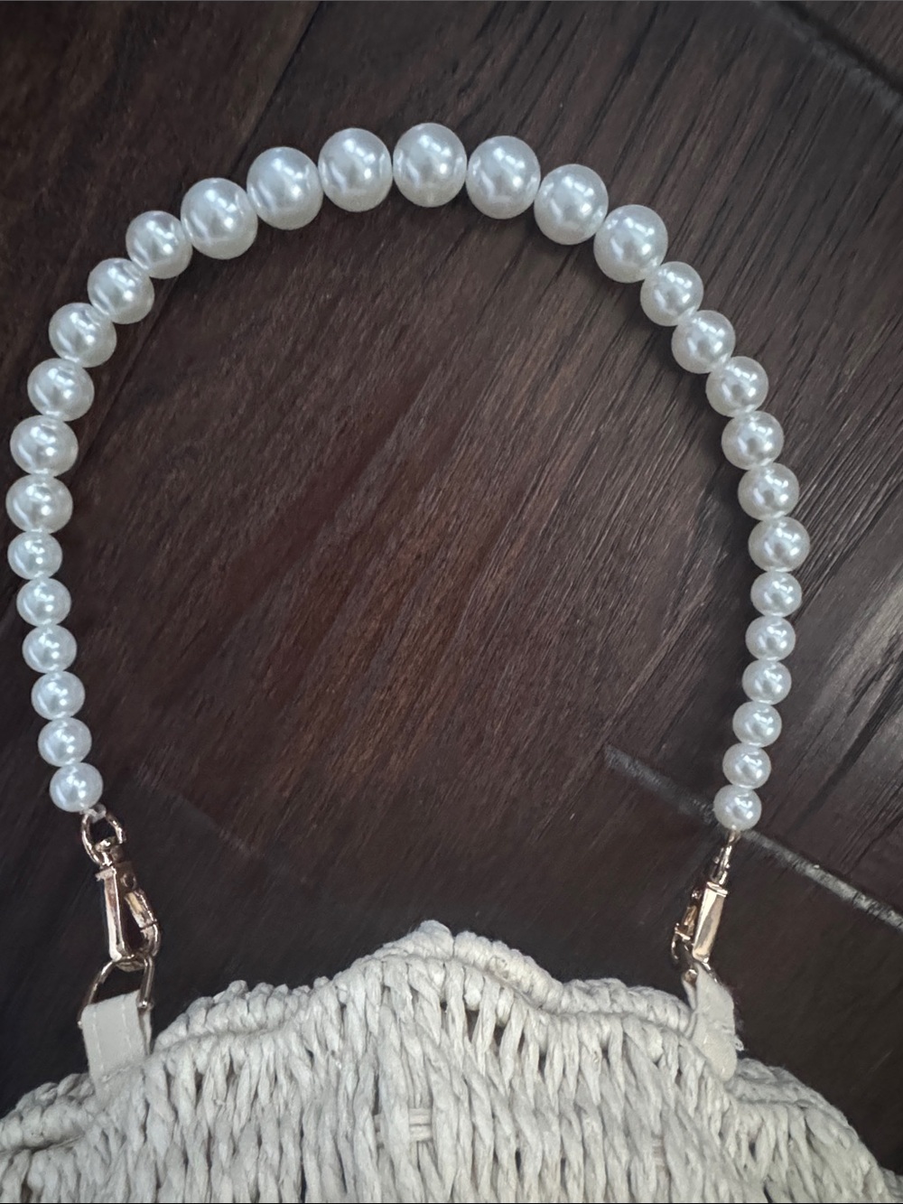 a new day Cream Raffia Shell Mini Bag with Pearl Handle - Picture 7 of 7